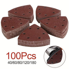 100pcs 90mm Triangle Mouse Sanding Disc Sheet 40 180Grits Grinder Sandpaper