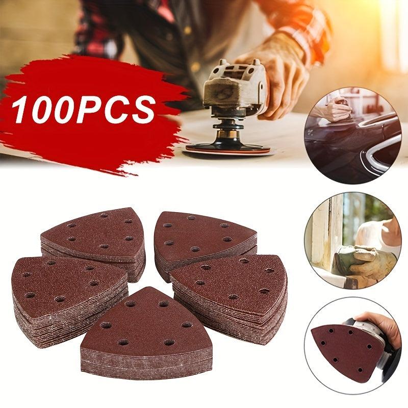 100pcs 90mm Triangle Mouse Sanding Disc Sheet 40 180Grits Grinder Sandpaper