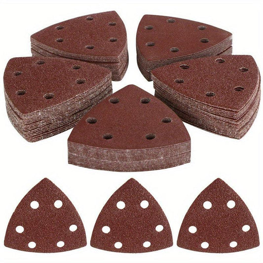 100pcs 90mm Triangle Mouse Sanding Disc Sheet 40 180Grits Grinder Sandpaper