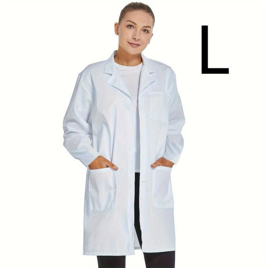 Unisex Lab Coat Long Sleeve Cotton Professional Lab Coat