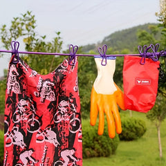 Portable Clothesline with 12 Clothespins Windproof Travel Clothesline