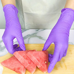 100pcs Purple Nitrile Gloves Powder Fingernail Disposable Industrial Rubber Glov