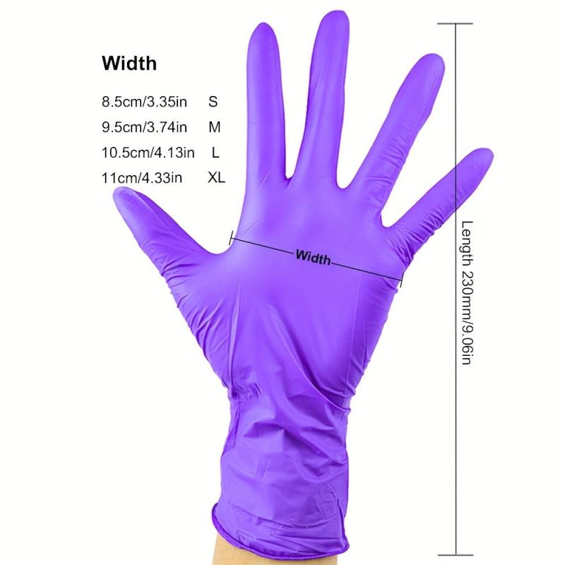 100pcs Purple Nitrile Gloves Powder Fingernail Disposable Industrial Rubber Glov