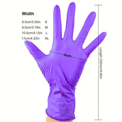 100pcs Purple Nitrile Gloves Powder Fingernail Disposable Industrial Rubber Glov
