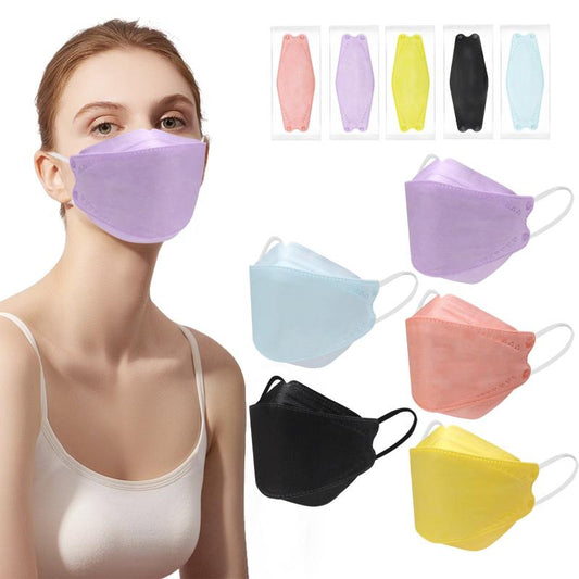 50pcs Multicolor 4 Ply 3D Fish Type Face Masks Individually Wrapped Disposable
