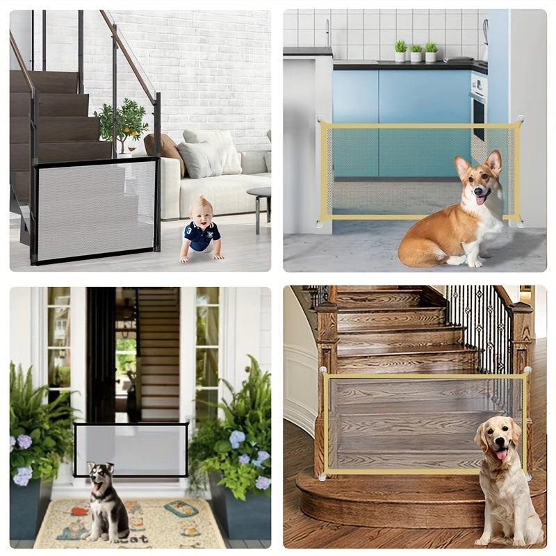 Pet Dog Gate Mesh Fence Indoor Stairs & Doorways Safety Train