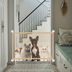 Pet Dog Gate Mesh Fence Indoor Stairs & Doorways Safety Train