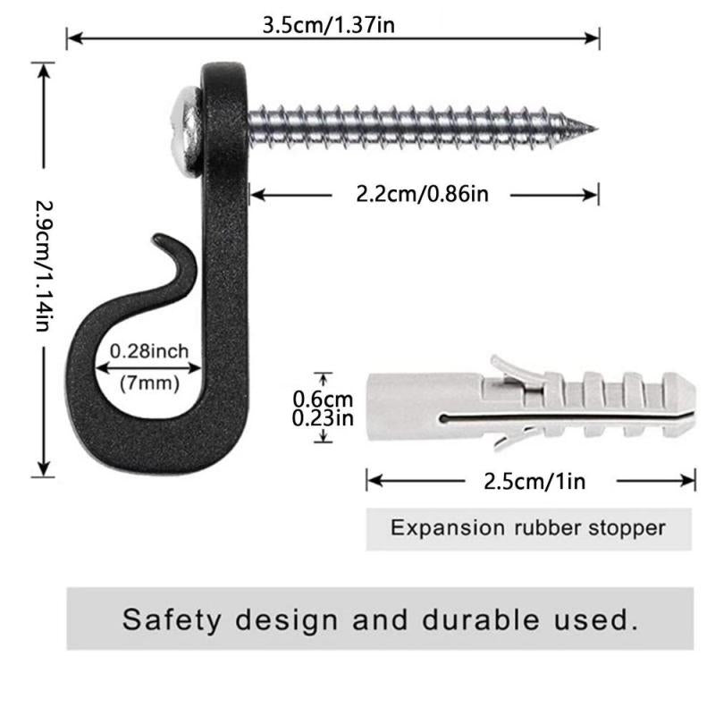 20pcs Q Hanger Hooks Safety Buckle Ceiling Screw Metal Hooks Hanging Plants Stri