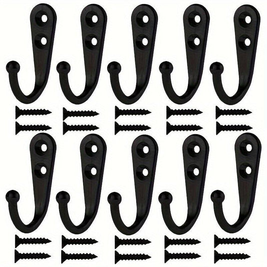 10pcs Stainless Steel Heavy Duty Wall Hooks For Towels And Clothes