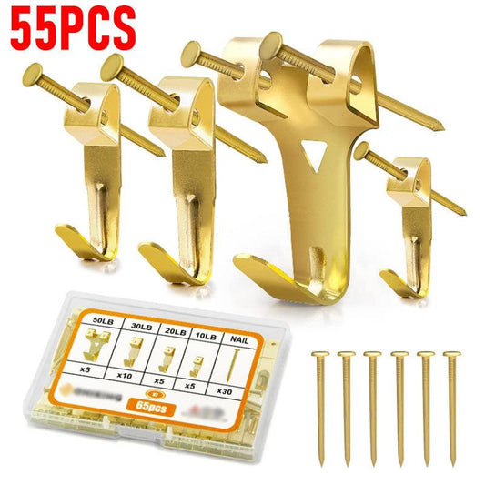 55pcs Metal Reinforced Picture Frame Hook Combo Box