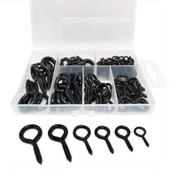 100pcs Screw Hook Ring Screw 6 Sizes Lagging Eye Bolt Eye Shaped Screw Hook Kit