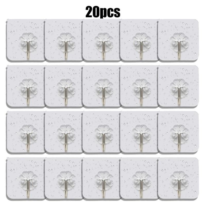 20pcs Transparent Strong Sticky Wall Hanging Nail Hook
