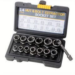 14pcs Anti Theft Screw Nut Socket Remover Bolt Remover Set