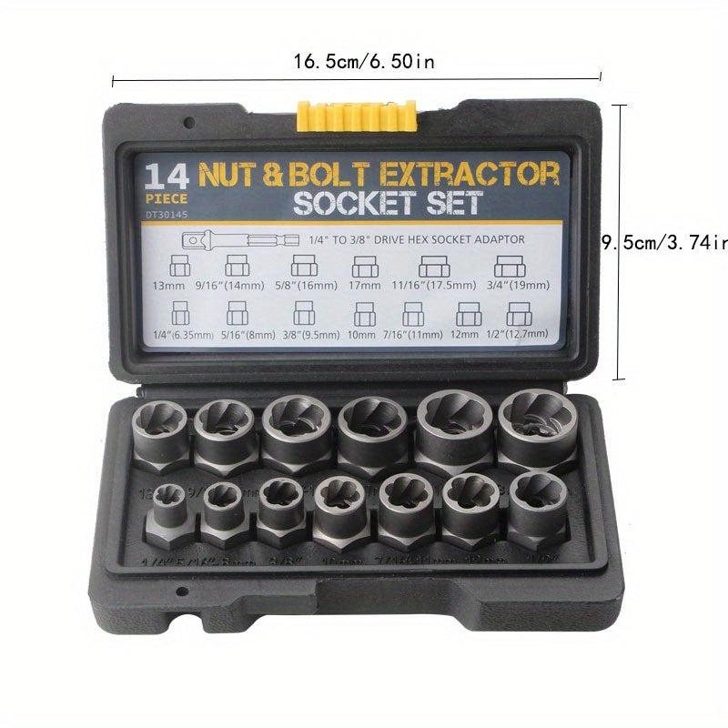 14pcs Anti Theft Screw Nut Socket Remover Bolt Remover Set