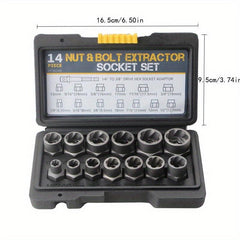 14pcs Anti Theft Screw Nut Socket Remover Bolt Remover Set