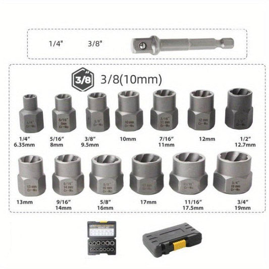 14pcs Anti Theft Screw Nut Socket Remover Bolt Remover Set