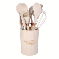 12pcs Silicone Kitchenware Set Cookware Spatula Spoon Whisk Brush Clip Storage