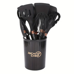 12pcs Silicone Kitchenware Set Cookware Spatula Spoon Whisk Brush Clip Storage