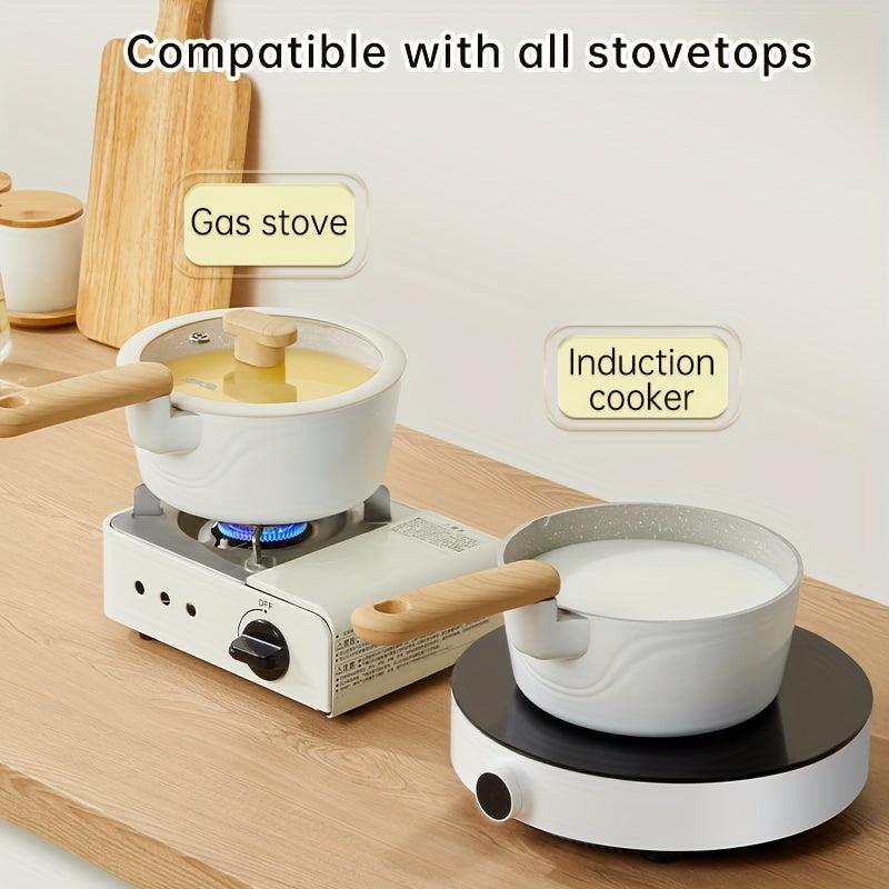 COOKER KING Nonstick Saucepan 7.08in Glass Lid Non Toxic PTFE & PFOA Induction