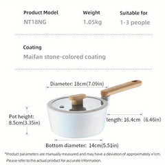 COOKER KING Nonstick Saucepan 7.08in Glass Lid Non Toxic PTFE & PFOA Induction
