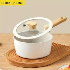 COOKER KING Nonstick Saucepan 7.08in Glass Lid Non Toxic PTFE & PFOA Induction