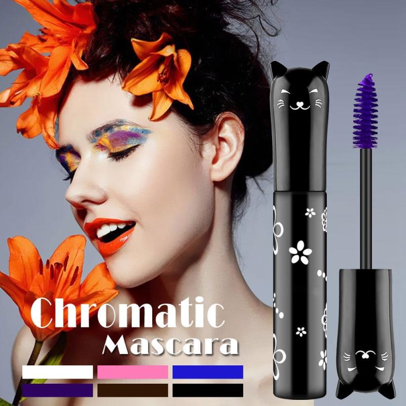 Waterproof Mascara 6 Colors Curl Defined Eyelashes Pink Purple Coffee Ink