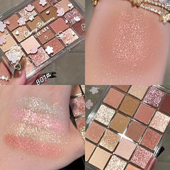 20-Color Eyeshadow Palette with Highlighter - Earth Tones for Contouring