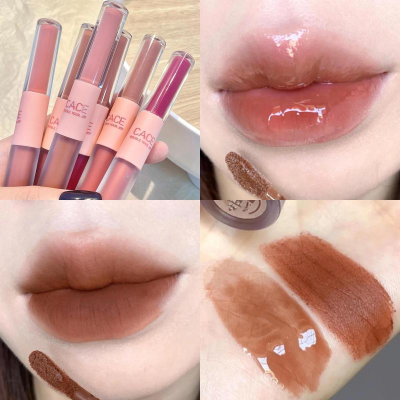 Cace Double Lip Glaze Long Lasting Velvet Non Smudge Waterproof Lipstick