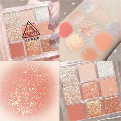 9 Shades Earth Tone Eyeshadow Palette Glitter Pearly Matte High Pigmented