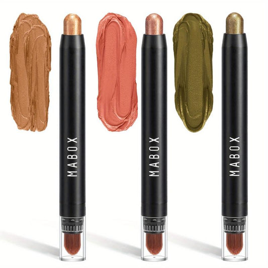 Metallic Eyeshadow Stick Set with Smudge Proof Sponge