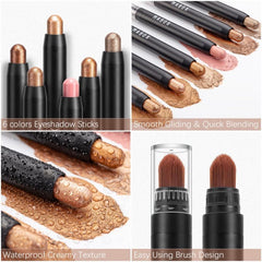 Metallic Eyeshadow Stick Set with Smudge Proof Sponge