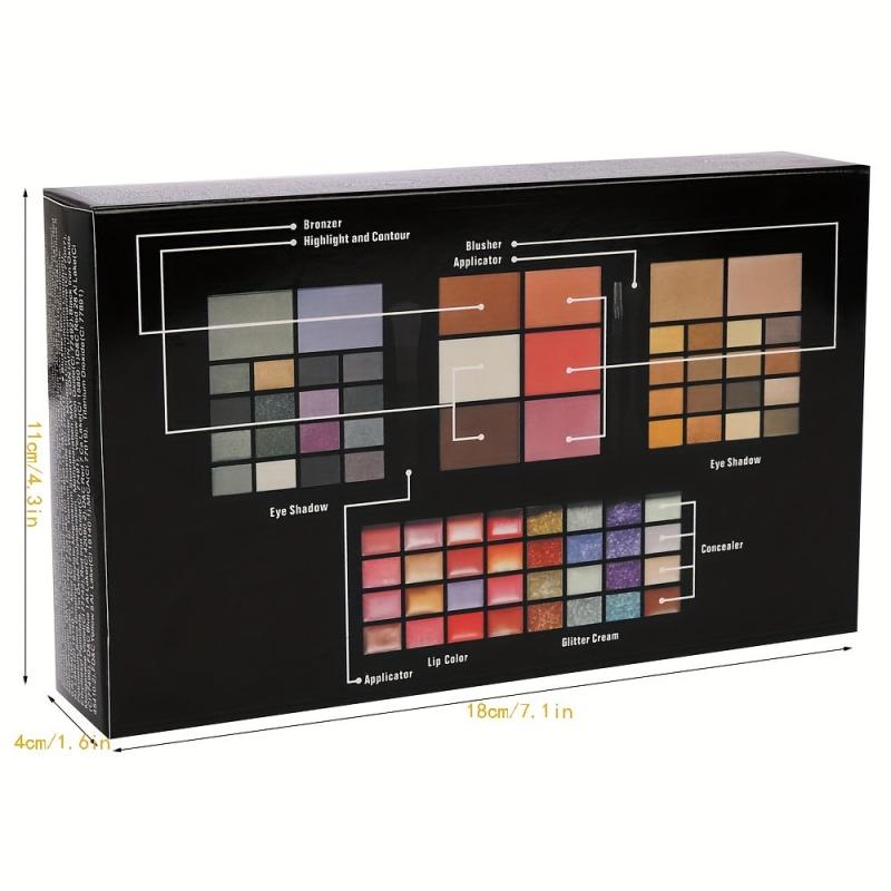 74 Colors Eyeshadow Lip Gloss Makeup Set Pearly Matte Shimmer Glitter