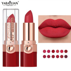 12 High Pigmented Matte Lipsticks Waterproof Long Lasting Cosmetics