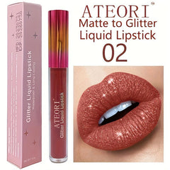 15-Piece Matte & Glitter Lip Set - Dark Red, Pink, Purple Sparkle Shades