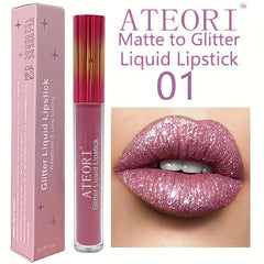 15-Piece Matte & Glitter Lip Set - Dark Red, Pink, Purple Sparkle Shades