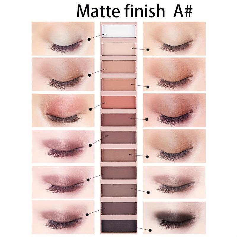 12 Colors Nude Eyeshadow Palette Matte Shimmer Glitter Pigment Waterproof