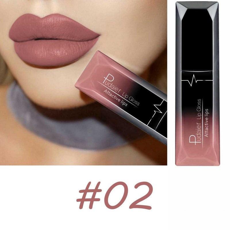 17-Color Matte Liquid Lipstick, Velvet Finish, Waterproof