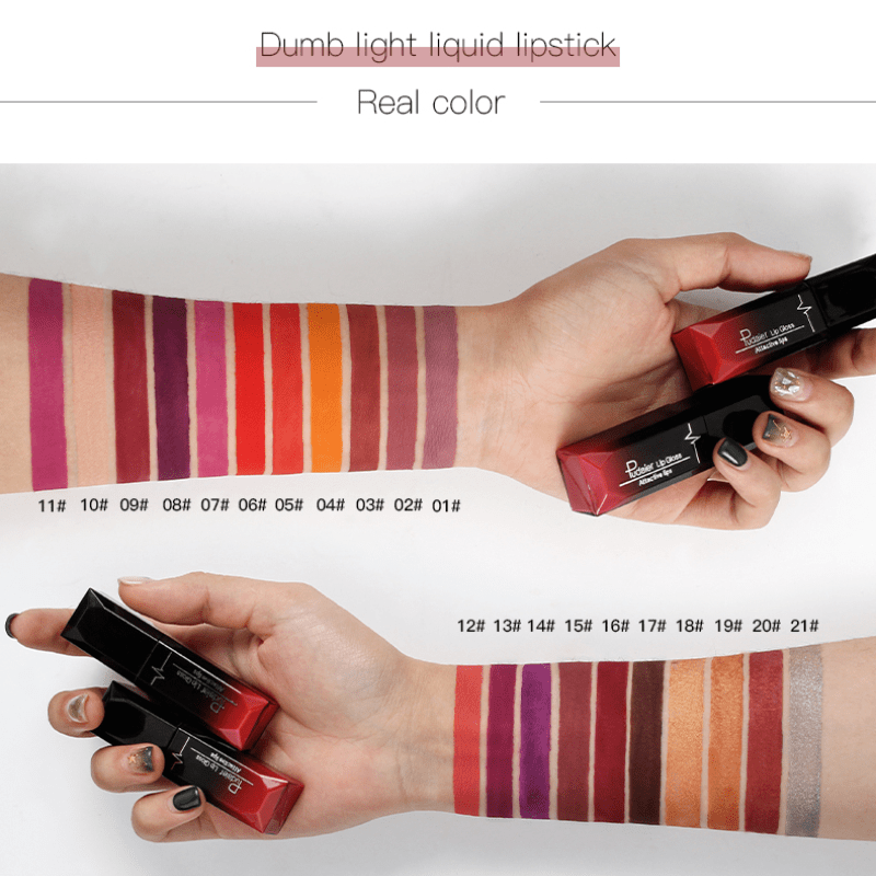 17-Color Matte Liquid Lipstick, Velvet Finish, Waterproof
