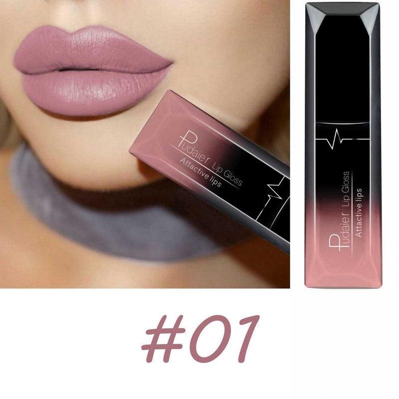 17-Color Matte Liquid Lipstick, Velvet Finish, Waterproof