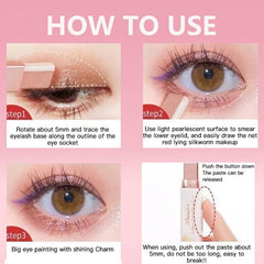 Glitter Gradient Eye Shadow Stick Waterproof Long Wear Eye Shadow Pen