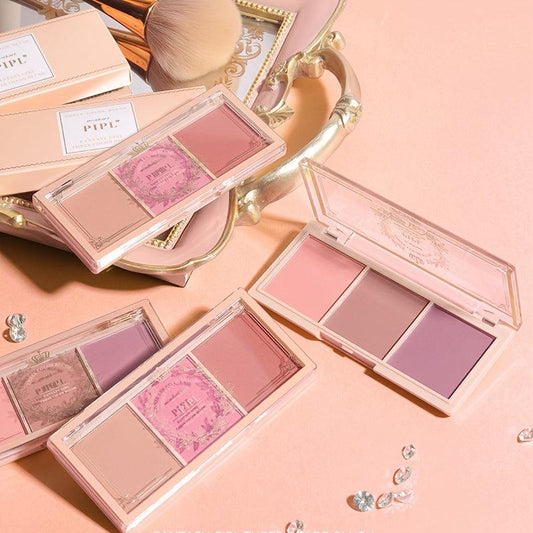 3-Piece Natural Nude Tone Blush & Highlighter Set