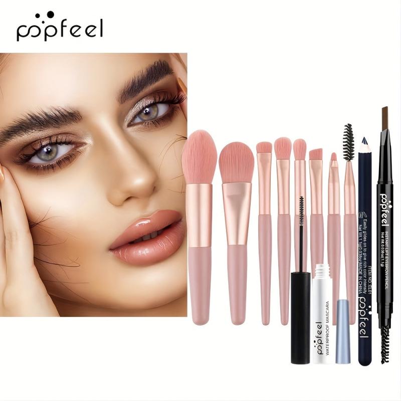 Makeup Set Eyeshadow Palette Eyeliner Eyebrow Pen Mascara Brushes All In One