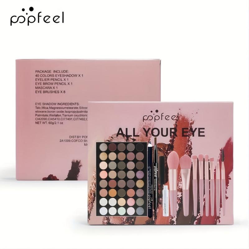 Makeup Set Eyeshadow Palette Eyeliner Eyebrow Pen Mascara Brushes All In One