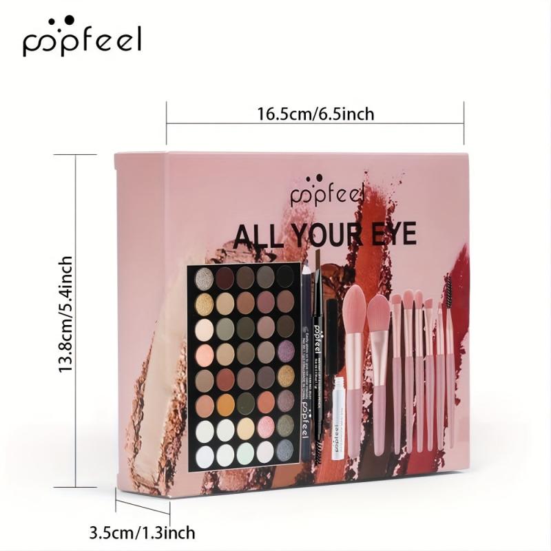 Makeup Set Eyeshadow Palette Eyeliner Eyebrow Pen Mascara Brushes All In One