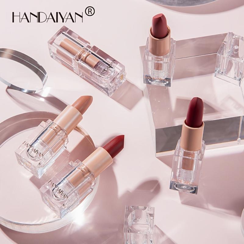 Long Lasting Matte Lipstick in 12 Colors Nude Bean Sand Powder