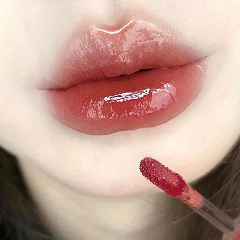 Hexagonal Lip Glaze Plumping Lip Gloss in Brown & Red Stains