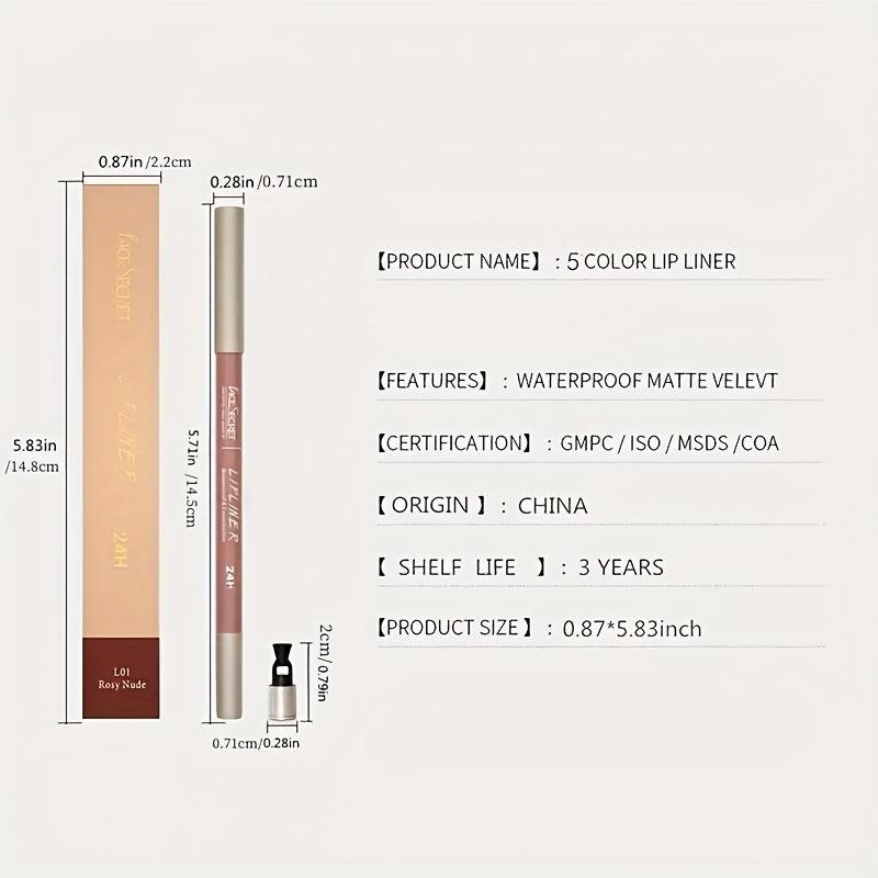 Long Lasting Lip Liner with Sharpener Waterproof Sweatproof Plumping
