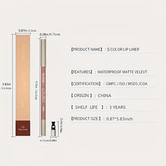 Long Lasting Lip Liner with Sharpener Waterproof Sweatproof Plumping