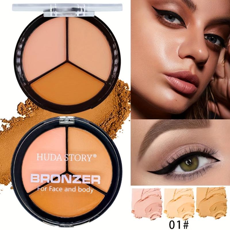 3 Colors Eyeshadow Palette Brown And Golden Matte Finish Makeup Palette