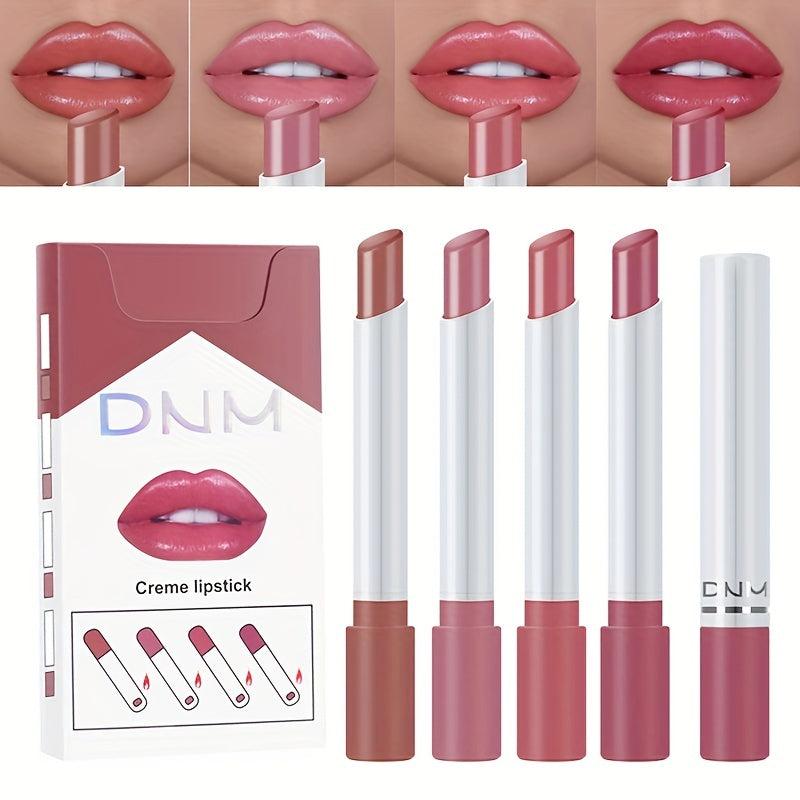 4 Pcs Cig Lipstick Kit Lip Balm High Pigmented Smudge Proof Lip Gloss Set